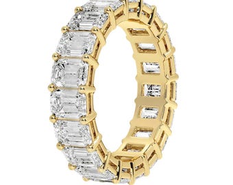 Emerald Cut Eternity Band I Solid Gold 14K 18K Lab Grown Diamond 7.0 Ctw I Engagement Band I Emerald Cut I Unique Anniversary Bridal Band.