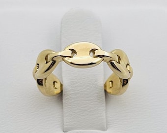 14K Womens Yellow Gold Dainty Band, Yellow Gold Womens Fashion Ring, Dainty Womens Ring, Unique Design, Link Ring.