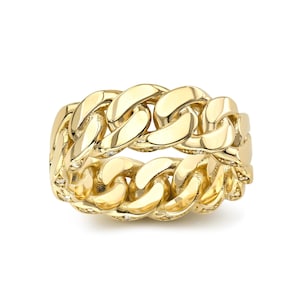 14K Diamond Cuban I 8.00 MM Wide Miami Cuban Ring I Link Diamond Wedding Band I Mens Miami Cuban Ring I Mens Promise Ring I Unique Cuban.