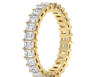 Emerald Cut Eternity Band I Solid Gold 14K 18K Lab Grown Diamond 3.50 Ctw I Engagement Band I Emerald Cut I Unique Anniversary Bridal Band.