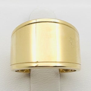 14K Yellow Gold Band Gold Tube Ring Silver Cigar Ring Gold 14Signet Ring  Thick Ring Gold Pinky Ring Gold Ribbed Ring Wide Gold Band Buttery