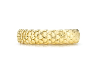 14K Solid Gold Beautiful Snake Band I Viper Gold Band I 5.00 MM Wide Cobra Skin Wedding Band I Snake Pattern Band I Dainty Snake Skin Band.