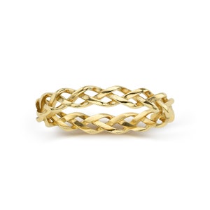 14K 3.00 MM Gold Braided Twist Ring I 14K Solid Gold Weave Rope Ring I Twisted Rope Gold Wedding Band I Dainty Stacking Ring.