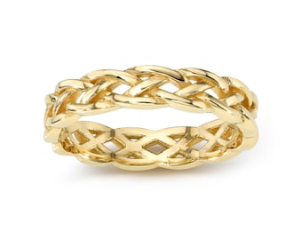 14k Gold Celtic Knot Ring I Solid Gold Irish Wedding Ring I Dainty Knot Stacking Ring I Womens Minimalist Promise Ring I Unique Celtic Band.