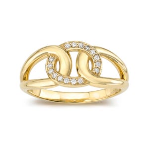 14K Diamond Gold Cuban Link Ring I 8.90 MM Wide Cuban Ring I Delicate Miami Link Ring I Men And Women Link Band I Diamond Unique Ring.