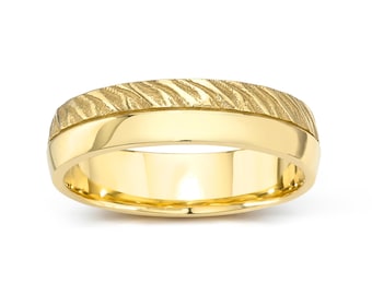 14K High Polish And Matte Finish Band I Promise Ring I Solid Gold Wedding Band I Forever Ring I His And Hers Ring I Unique Fashion Band.