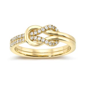 14K Diamond Gold Knot Ring I Mother, Daughter Love Knot Ring I Chain Link Ring I Knot Loop Ring I Delicate Knot Ring I Unique Knot Ring.