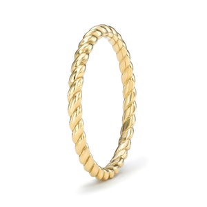 14K Solid Gold Braided Rope Ring I Dainty Rope Ring I Womens Braided ...