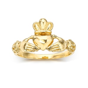 14K Yellow Gold Claddagh Ring I Irish Claddagh Ring I Irish Crown Ring I Celtic Irish Ring I Claddagh Promise Ring I Unique Claddagh Ring.