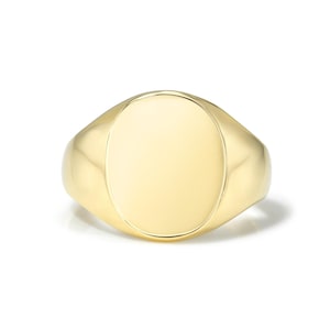 Anillo de letra de oro de 14 quilates I Anillo de sello ovalado I Anillos de oro lisos I Anillo de meñique personalizado con sello de oro I Regalos para esposa I Óvalo grande de oro macizo.