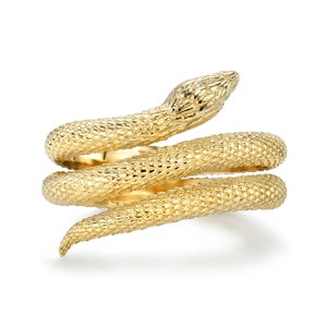 14K Solid Gold Spiral Snake Ring I Cobra Snake Ring I Snake Lovers Ring I Snakeskin Ring I Snake Tail Ring I Unique Snake Ring.