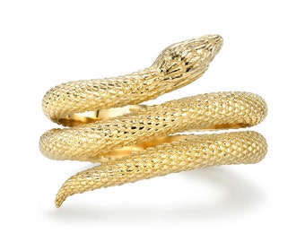 14K Solid Gold Spiral Snake Ring I Cobra Snake Ring I Snake Lovers Ring I Snakeskin Ring I Snake Tail Ring I Unique Snake Ring.