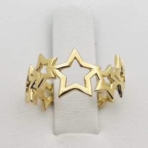 14k Gold Jewelry Real Gold Star Ring Solid Gold Thin Ring Fashion Fine Jewelry Eternity Girl Rings Starburst Gold Ring Star Ring Gold