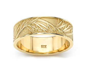 14K Tree Branch Like Ring I Mens Forrest Ring I Men Unique Wedding Band I Forrest Leaf Like Ring I Nature Inspired Ring I Solid Gold Unique.