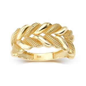 Anillo floral para mujer de oro de 14 quilates I Anillo floral delicado I Anillo floral para mujer I Banda para mujer I Anillo encantador con forma de flor I Anillo floral de desplazamiento único.