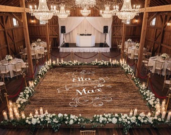 Rustic Wedding Dance Floor Decal: Wood Grain, Removable Vinyl