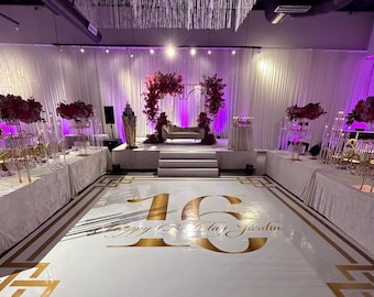 Sweet 16 Dance Floor Wrap: Custom Monogram Vinyl Decal.