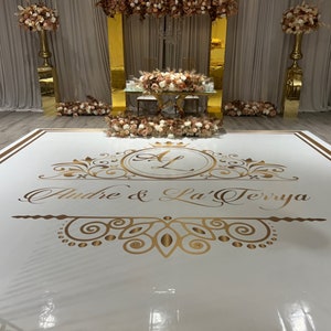Full Print Custom Wedding Decal Dance Floor Wrap Gloss Removable Vinyl. Wedding Dancefloor design. Free Shipping