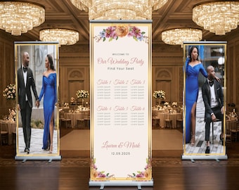 Custom Wedding Seating Chart Retractable Banner, Photo Display (Set of 3)