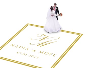 Custom Wedding Dance Floor Decal, Monogram Vinyl Wrap