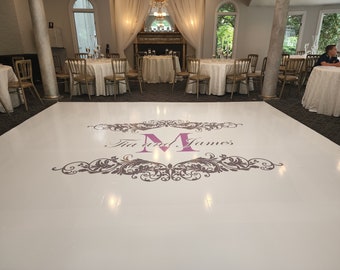 Custom Wedding Dance Floor Decal Wrap - Monogram Vinyl Print