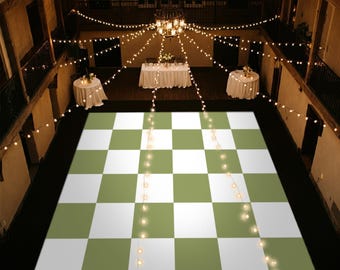 Custom Wedding Dance Floor Decal: Checkerboard, Monogram (Removable Vinyl)