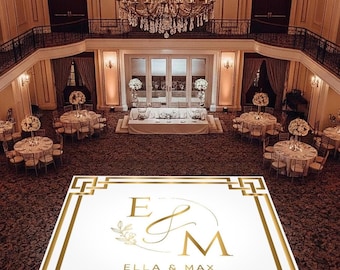 Custom Wedding Dance Floor Decal Wrap, Monogram Vinyl