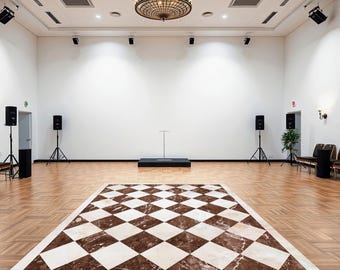 Marble Checkerboard Dance Floor Decal, Customizable Wedding Logo