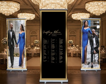 Custom Wedding Photo & Seating Chart Retractable Banner (3 Pieces)