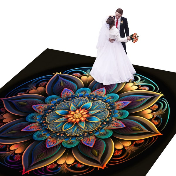 Indian Wedding Mehdi Mandala Sangeet Full Color Dancefloor print.  Dancefloor Gloss/Matte Wrap Removable Vinyl. Print to cover dancefloor