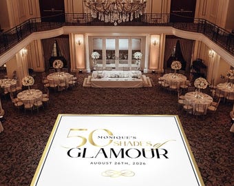 Customizable Birthday Dance Floor Vinyl Wrap: Monogram, Border, Photos (Matte/Gloss)