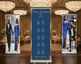 Custom Wedding Photo & Seating Chart Retractable Banner (3 Pieces)