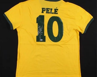 Pele Autographed custom Brazil Jersey