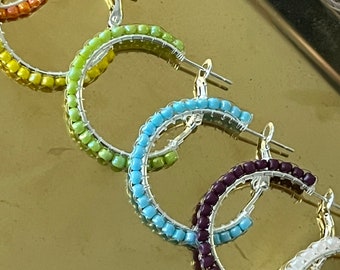 Seed Bead Earring Hoop for Retro Boho Chic Vibes