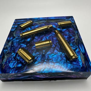 Resin Ammo Coaster with .223 and 9MM Brass Shell Casings