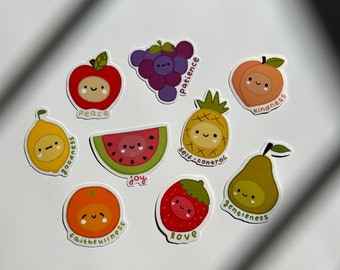 Fruit of the Spirit STICKER PACK | Cute | Circular | Love, Joy, Peace, Patience, Kindness, Goodness, Faithfulness, Self-Control