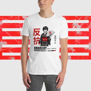 Maglietta Anarchy Neo-Tokyo - T-shirt Streetwear Giapponese Rebel, Estetica Cyberpunk Manga, Design Eroina Anime, Harajuku Style