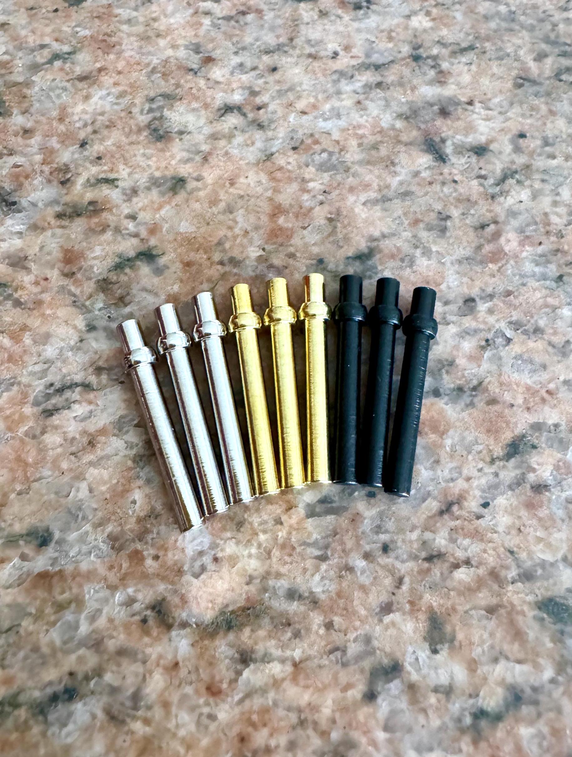 Metal Cribbage Pegs | Set of 6 or 9 | 1/8 inch | Gold, silver, and black | Standard | Traditional
