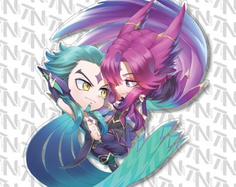 League of Legends - Xayah/R Chibi Fanart| Clear Vinyl Sticker | Water Bottle | Laptop | Gift | Gamer Sticker | Hand Drawn Art | Laminated