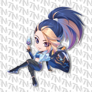 League of Legends - Akali Chibi Fanart| Durchsichtige Vinyl-Aufkleber | Wasserflasche | Laptop | Geschenk | Gamer Aufkleber | Handgezeichnete Kunst | Laminiert