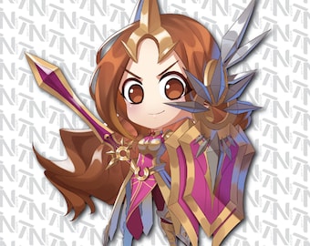 League of Legends Leona Chibi Sticker – Hand Drawn Gamer Art (Laminated)