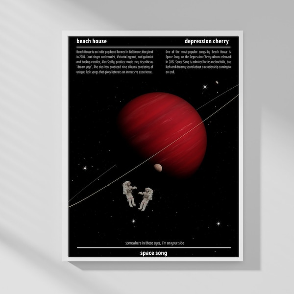 Beach House Band, Depression Cherry Poster, Space Song Poster, Space Song Beach House, Indie Music Poster, Minimalist Poster, Planet Poster