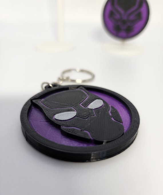 ★BLACK PURPLE☆Charlang Keyring Black Panther Keychain 3D Printed - Double Sided - Etsy