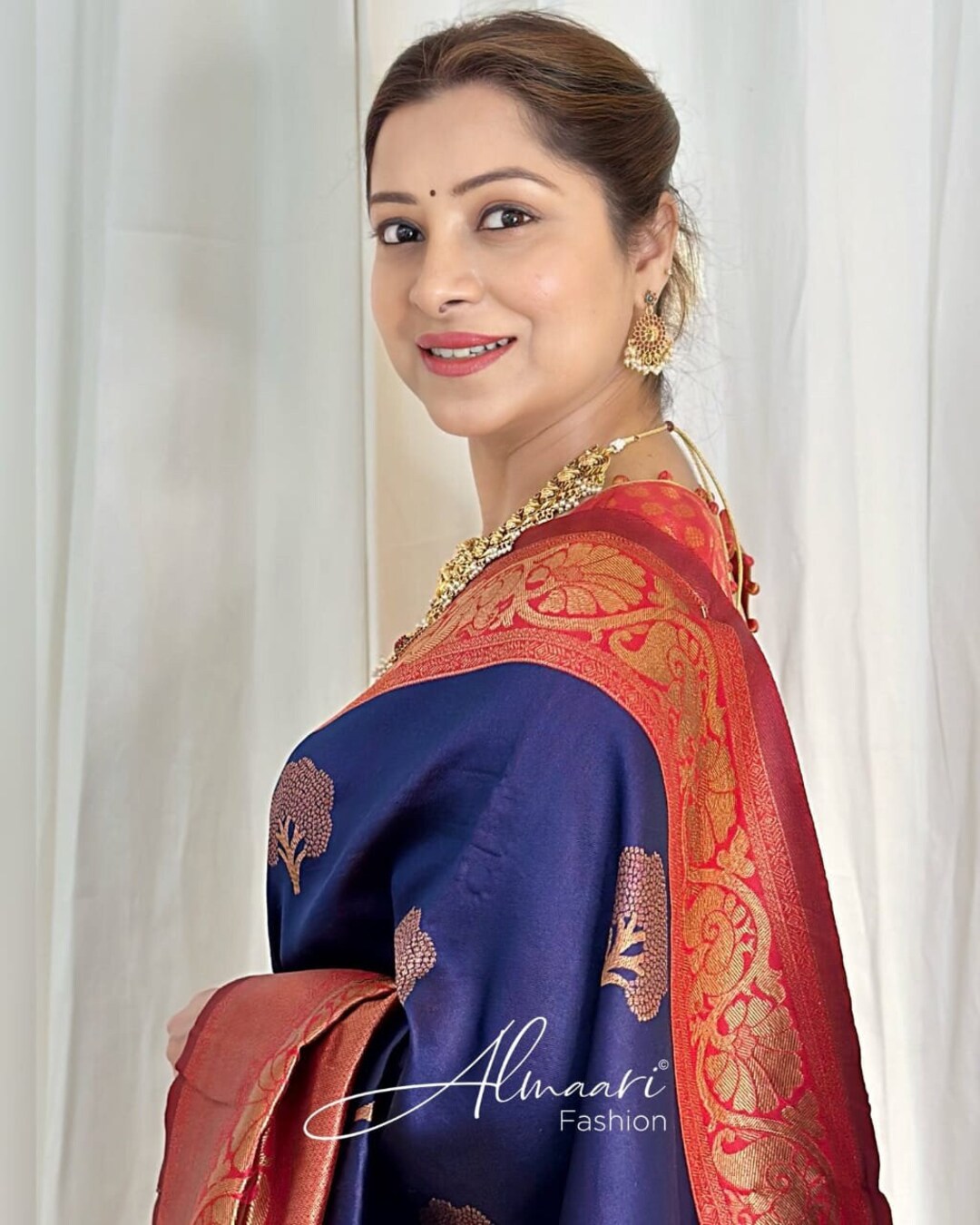 Saree Blue Color Banarasi Saree Soft Silk Saree Fabric With Copper Zari