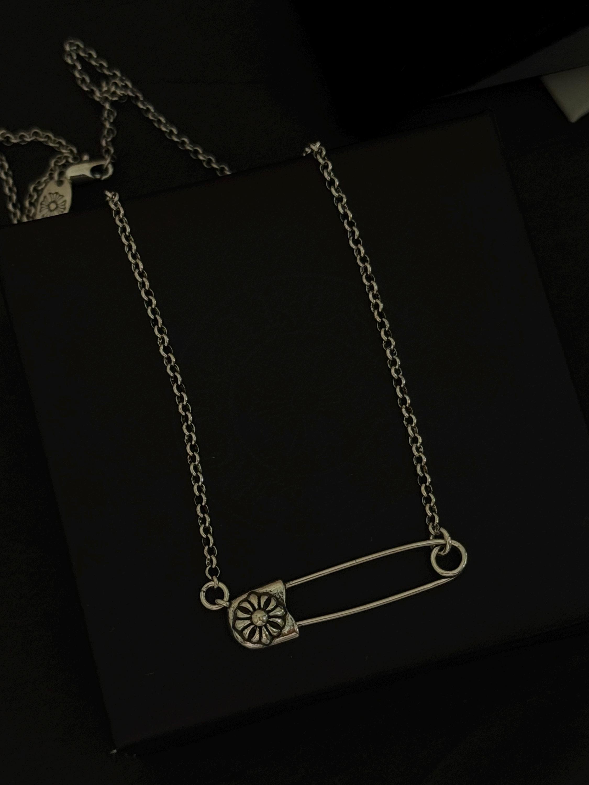 Safety Pin Necklace Chrome Hearts - Etsy Safety Pin Necklace Chrome Hearts - Etsy
