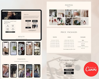 UGC PORTFOLIO VORLAGE| Ugc Website | Canva Website| Sofortiger Download| Minimalistische Weiß Beige & Schwarz Ugc Portfolio Vorlage | Media Kit