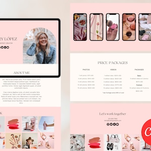 UGC PORTFOLIO TEMPLATE| Ugc Website | Canva Website| Instant download| Minimalist Soft Pink Ugc Portfolio Template| Media Kit