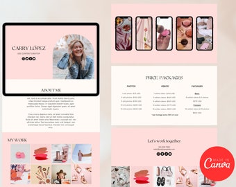 UGC PORTFOLIO TEMPLATE| Ugc Website | Canva Website| Instant download| Minimalist Soft Pink Ugc Portfolio Template| Media Kit