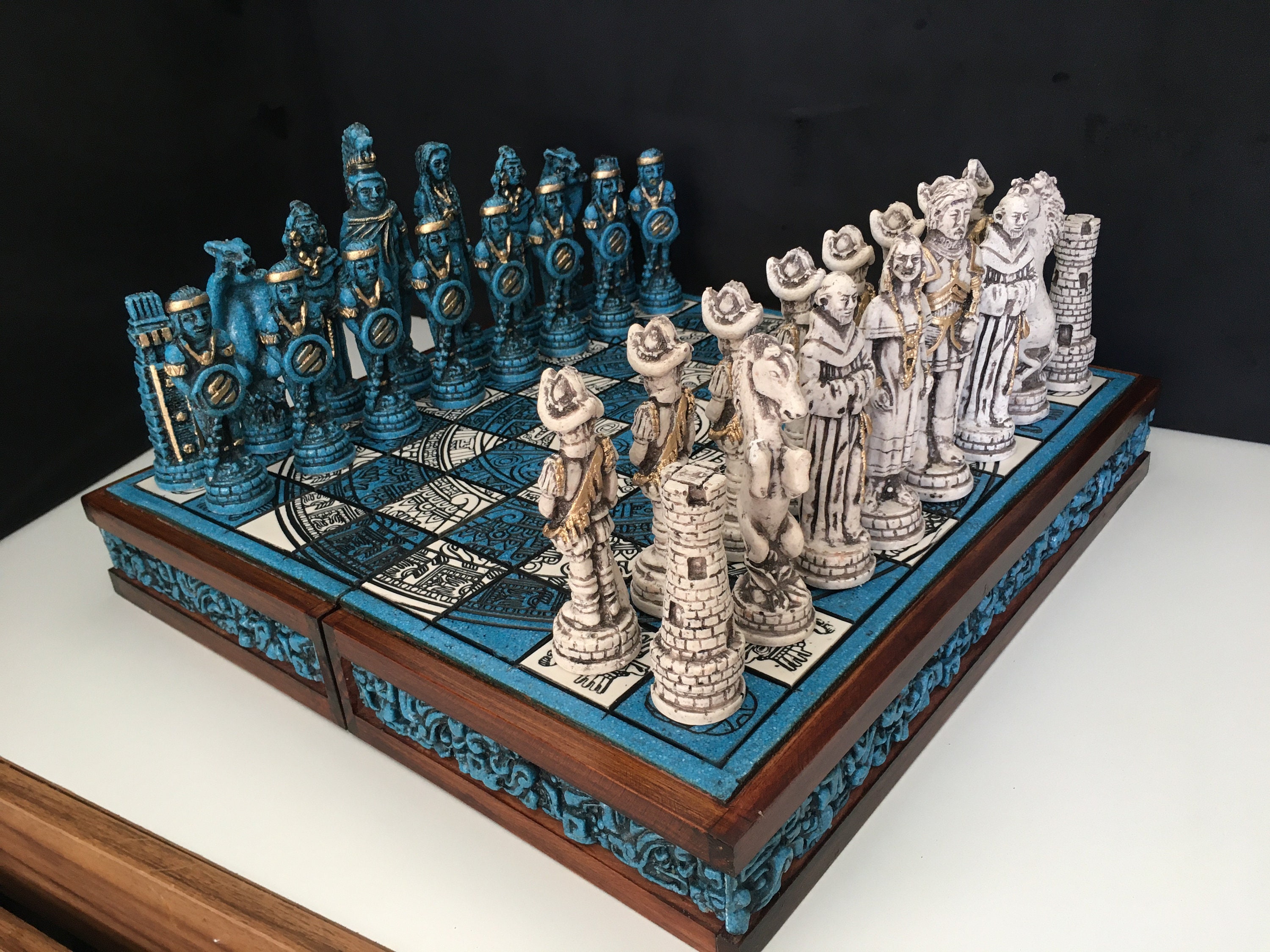 Unique Chess Set From Brazil. Beautiful Natural Stone Design 