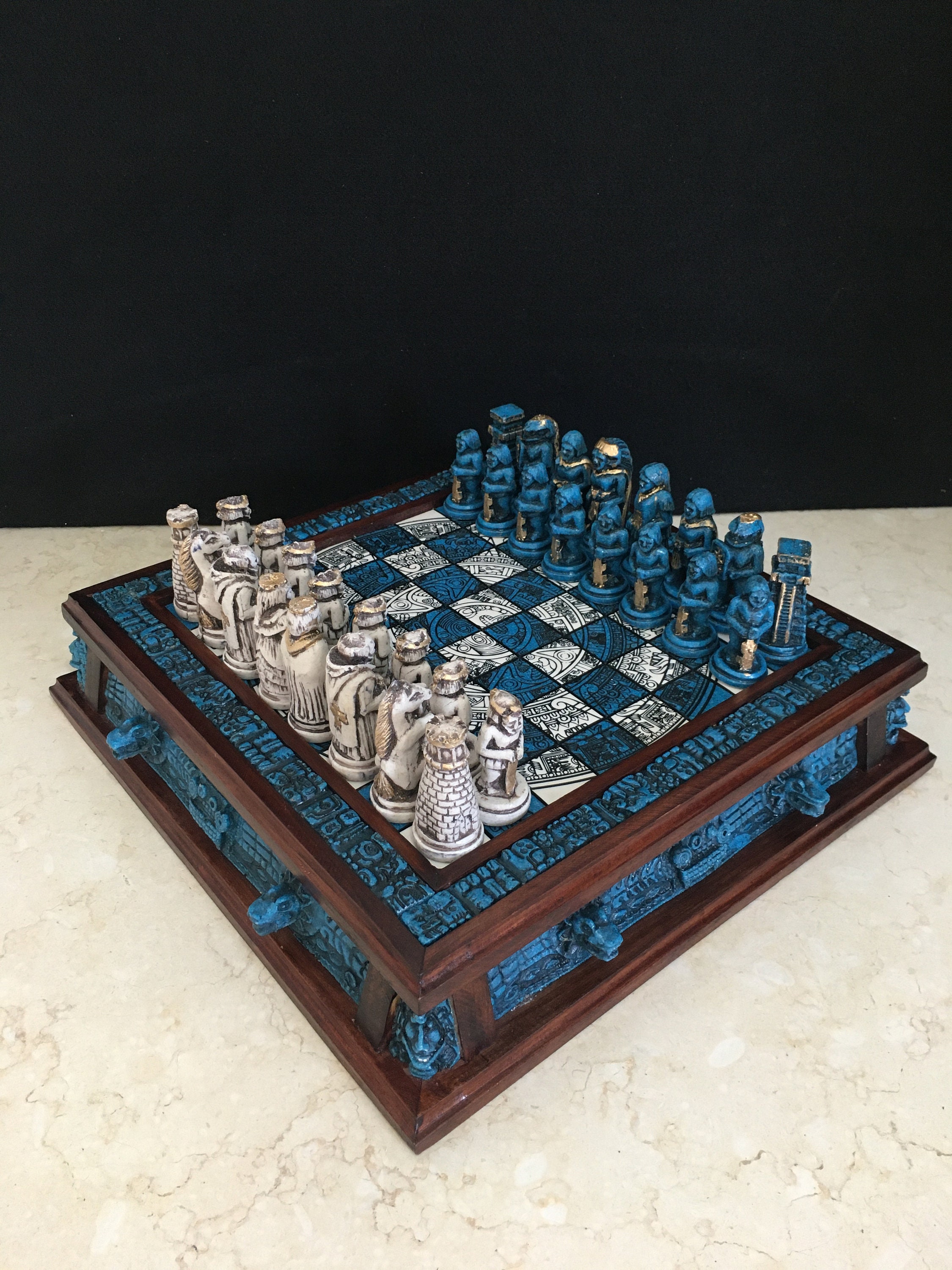 Unique Chess Set From Brazil. Beautiful Natural Stone Design 